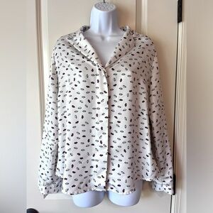 Jones New York Collection Lip Print Button Down Shirt size 8